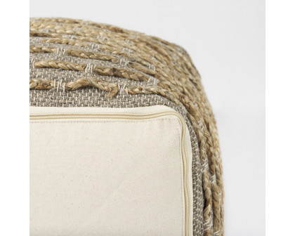 Mercana - Binita Gray/Brown Hemp Wool and Cotton Pouf