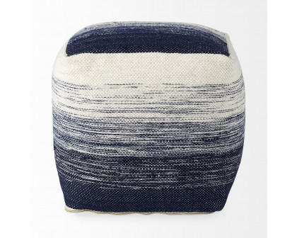 Mercana - Damini Blue/Cream Wool and Cotton Pouf