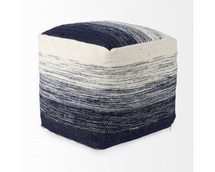 Mercana - Damini Blue/Cream Wool and Cotton Pouf