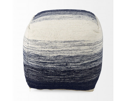 Mercana - Damini Blue/Cream Wool and Cotton Pouf