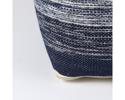 Mercana - Damini Blue/Cream Wool and Cotton Pouf