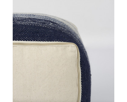 Mercana - Damini Blue/Cream Wool and Cotton Pouf