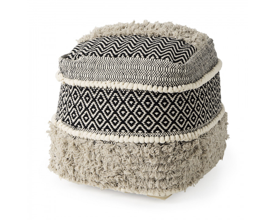 Mercana - Darika Black/White/Gray Cotton Pouf