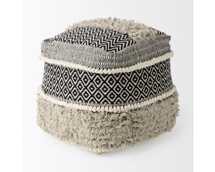 Mercana - Darika Black/White/Gray Cotton Pouf