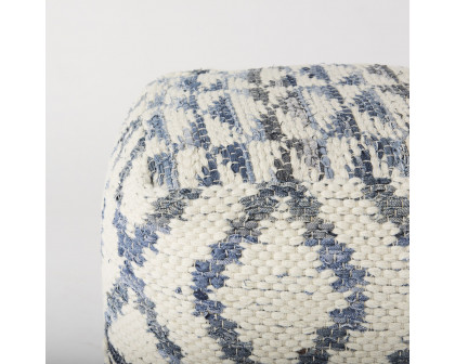 Mercana - Eshana Cream Wool and Denim Patterned Pouf