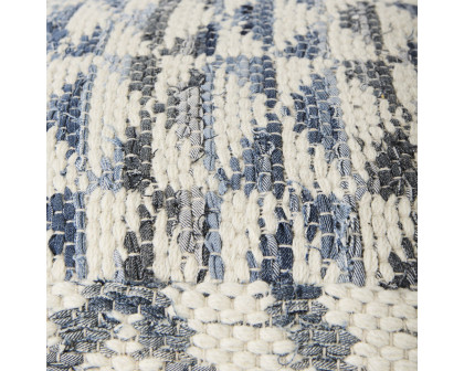 Mercana - Eshana Cream Wool and Denim Patterned Pouf