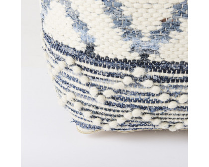 Mercana - Eshana Cream Wool and Denim Patterned Pouf