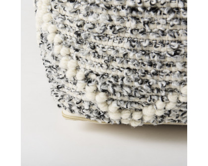 Mercana - Ekiya Black/White Yarn and Wool Patterened Pouf