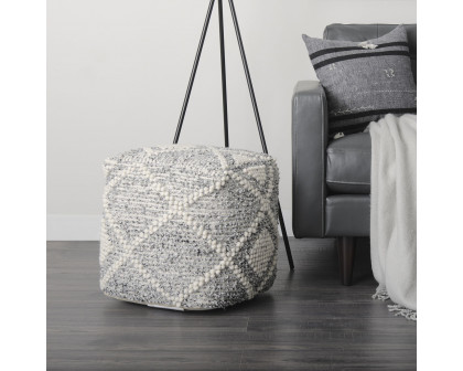 Mercana - Ekiya Black/White Yarn and Wool Patterened Pouf