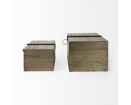 Mercana - Josh Light Brown Wood/Metal Detail Boxes (Set of 2)