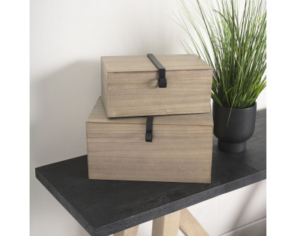 Mercana - Josh Light Brown Wood/Metal Detail Boxes (Set of 2)