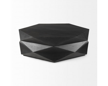 Mercana Arreto 48" Hexagonal Coffee Table - Black, Wood