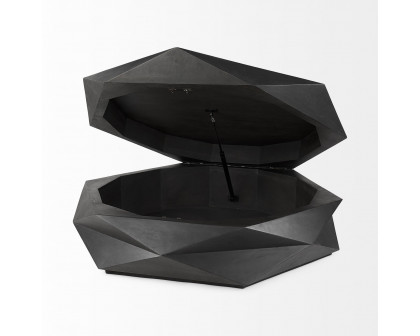 Mercana Arreto 48" Hexagonal Coffee Table - Black, Wood