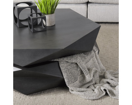 Mercana Arreto 48" Hexagonal Coffee Table - Black, Wood