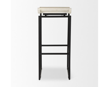 Mercana Givens 32" Counter Stool with Black Metal Frame - Natural/Black