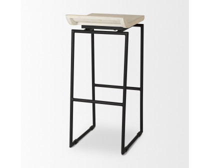 Mercana Givens 32" Counter Stool with Black Metal Frame - Natural/Black