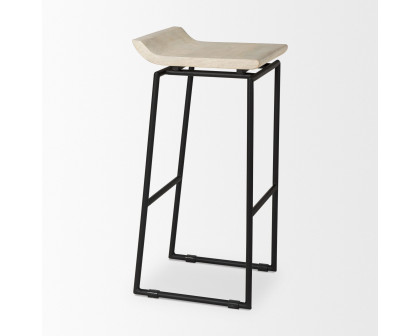 Mercana Givens 32" Counter Stool with Black Metal Frame - Natural/Black