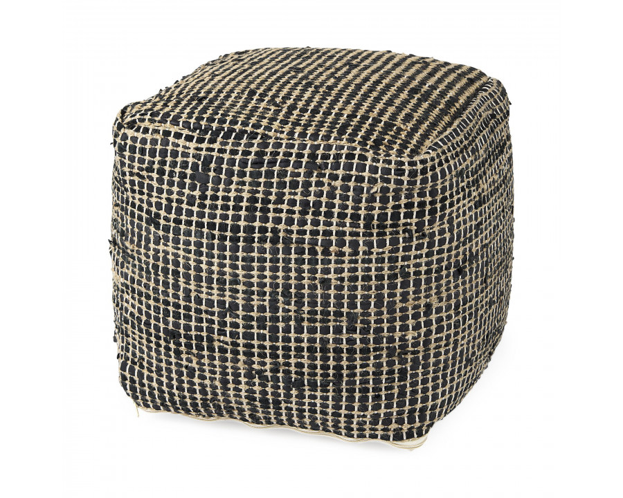 Mercana Aalia Pouf - Charcoal, Leather/Jute Fiber