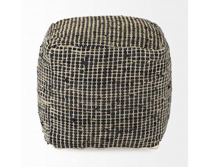 Mercana Aalia Pouf - Charcoal, Leather/Jute Fiber