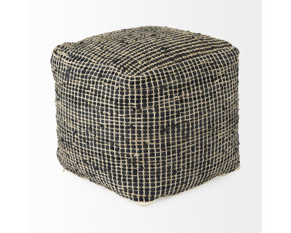 Mercana Aalia Pouf - Charcoal, Leather/Jute Fiber