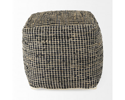 Mercana Aalia Pouf - Charcoal, Leather/Jute Fiber