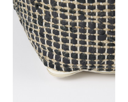 Mercana Aalia Pouf - Charcoal, Leather/Jute Fiber