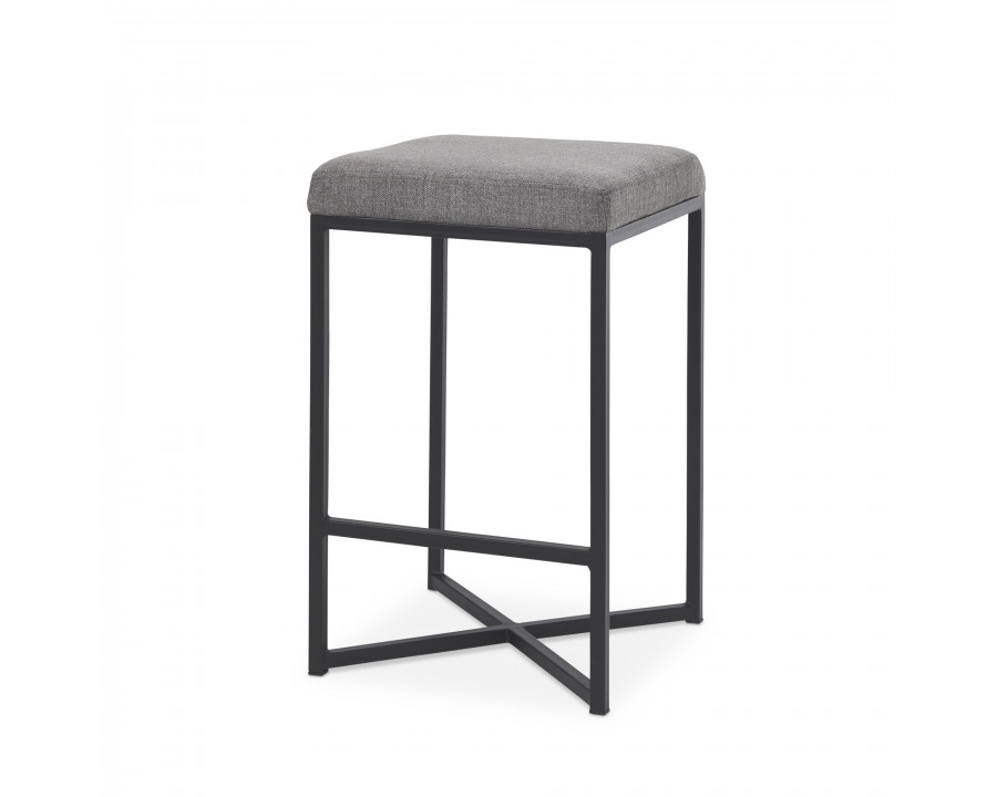 Mercana Frodo 26" Counter Stool with Black Iron Frame - Gray