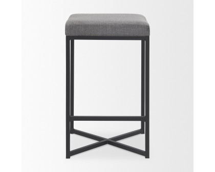 Mercana Frodo 26" Counter Stool with Black Iron Frame - Gray