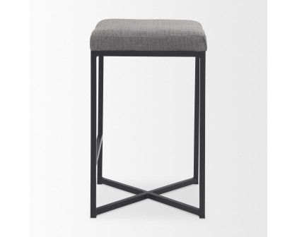 Mercana Frodo 26" Counter Stool with Black Iron Frame - Gray