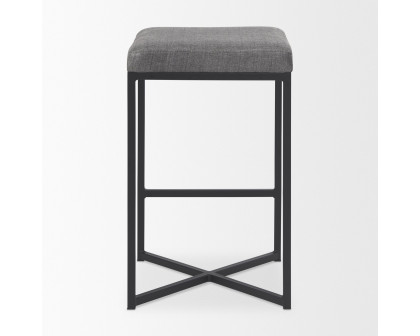 Mercana Frodo 26" Counter Stool with Black Iron Frame - Gray