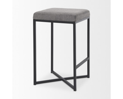 Mercana Frodo 26" Counter Stool with Black Iron Frame - Gray