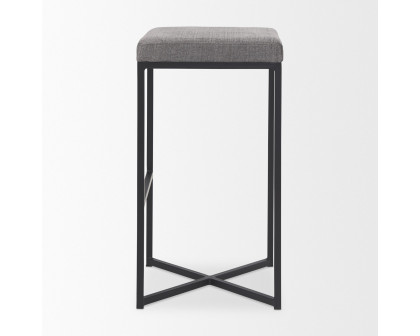 Mercana Frodo 30" Counter Stool with Black Iron Frame - Gray