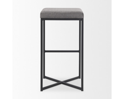 Mercana Frodo 30" Counter Stool with Black Iron Frame - Gray