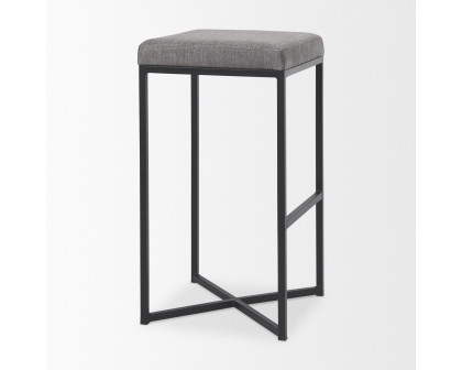 Mercana Frodo 30" Counter Stool with Black Iron Frame - Gray