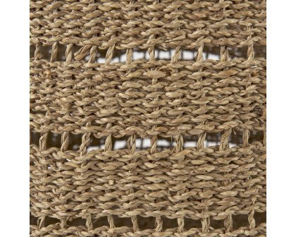 Mercana - Hayes Medium Brown Seagrass Round Basket with Stripe Pattern (Set of 2)