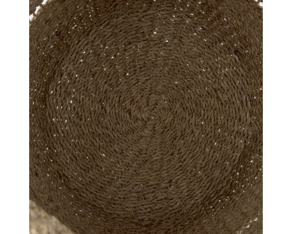 Mercana - Hayes Medium Brown Seagrass Round Basket with Stripe Pattern (Set of 2)