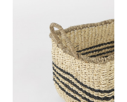 Mercana - Emma Light Brown Seagrass Rectangular Basket/Black Stripes (Set of 2)