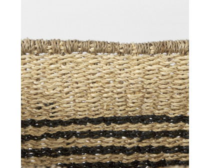 Mercana - Emma Light Brown Seagrass Rectangular Basket/Black Stripes (Set of 2)