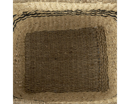 Mercana - Emma Light Brown Seagrass Rectangular Basket/Black Stripes (Set of 2)