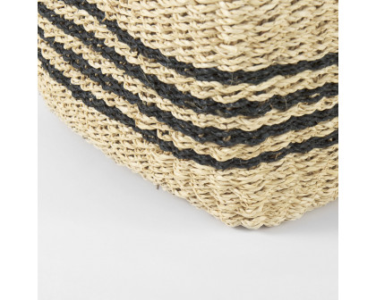 Mercana - Emma Light Brown Seagrass Rectangular Basket/Black Stripes (Set of 2)