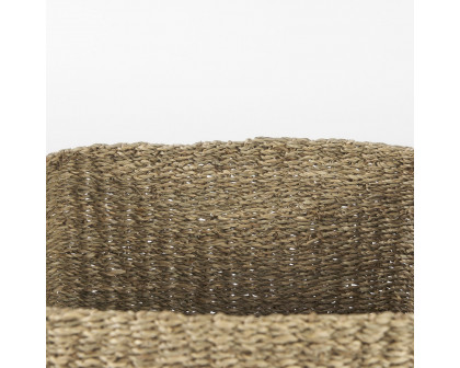 Mercana - Copenhagen Medium Brown Square Twisted Seagrass Square Basket (Set of 3)