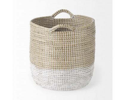 Mercana Maddie Round Basket with White Dipped Seagrass (Set of 3) - Beige/White