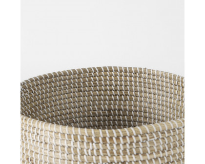 Mercana Maddie Round Basket with White Dipped Seagrass (Set of 3) - Beige/White