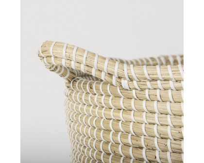 Mercana Maddie Round Basket with Black Dipped Seagrass (Set of 3) - Beige/Black