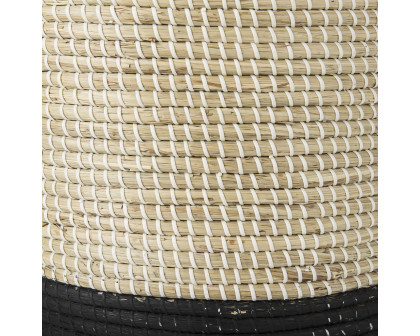 Mercana Maddie Round Basket with Black Dipped Seagrass (Set of 3) - Beige/Black