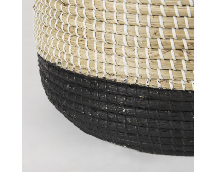 Mercana Maddie Round Basket with Black Dipped Seagrass (Set of 3) - Beige/Black