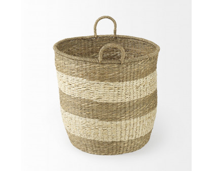 Mercana - Bradley Light Brown W/Striped Seagrass Basket/Handles (Set of 2)