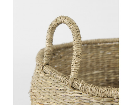 Mercana - Bradley Light Brown W/Striped Seagrass Basket/Handles (Set of 2)