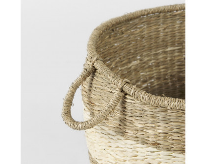 Mercana - Bradley Light Brown W/Striped Seagrass Basket/Handles (Set of 2)