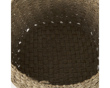 Mercana - Jarek Medium Brown Seagrass Basket Cross Weave Round Basket (Set of 3)